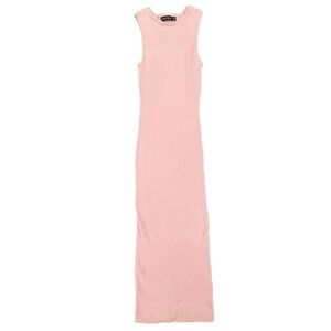WANTROY Pink Ribbed Sleeveless Maxi Dress M‎